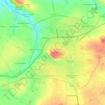 Le Bourg-ouest地形图、海拔、地势