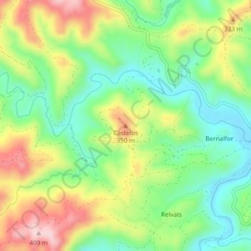 Castelos地形图、海拔、地势