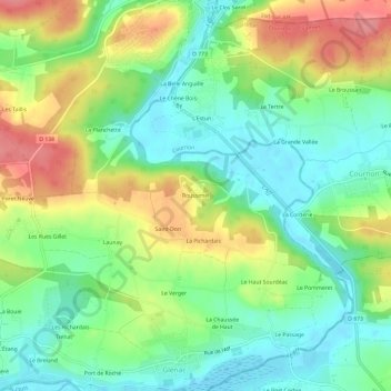 Roussimel地形图、海拔、地势