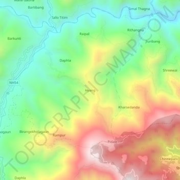 Hyang地形图、海拔、地势