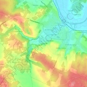 Chez Merlet地形图、海拔、地势