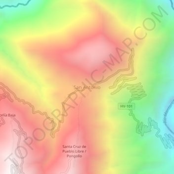 San Antonio地形图、海拔、地势