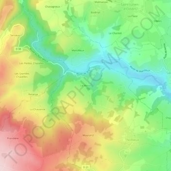 Le Moux地形图、海拔、地势