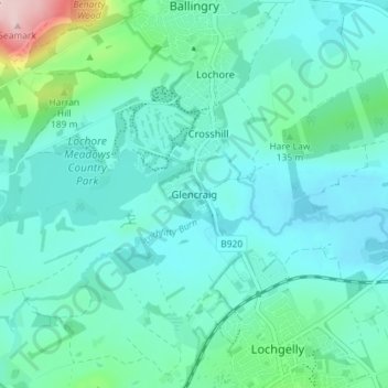 Glencraig地形图、海拔、地势