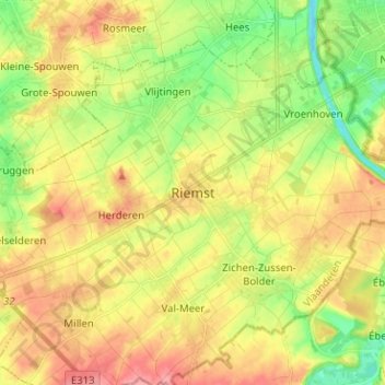 Riemst地形图、海拔、地势