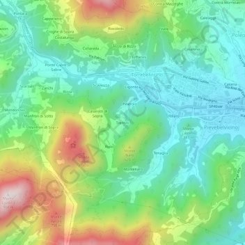 Trentini地形图、海拔、地势
