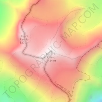 Cerro El Plomo地形图、海拔、地势