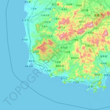 乐东黎族自治县地形图、海拔、地势