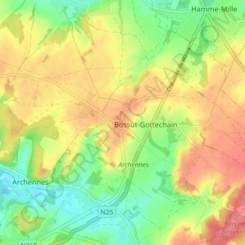 Bossut地形图、海拔、地势