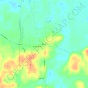 Sayre地形图、海拔、地势