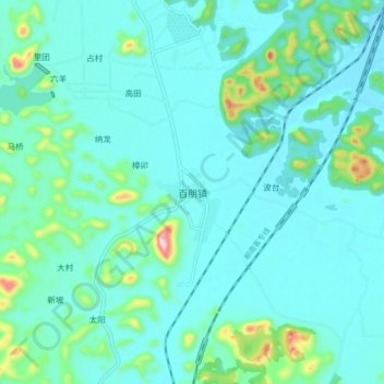 百朋镇地形图、海拔、地势