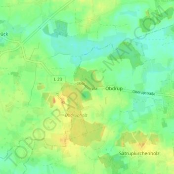Obdrupholz地形图、海拔、地势