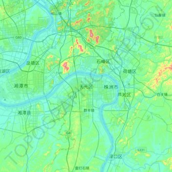 天元区地形图、海拔、地势