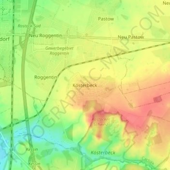 Kösterbeck地形图、海拔、地势