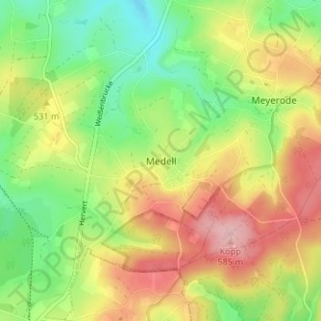Medell地形图、海拔、地势