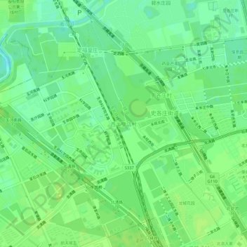 西半壁店村地形图、海拔、地势