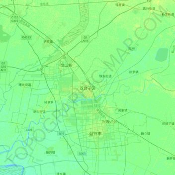 双台子区地形图、海拔、地势