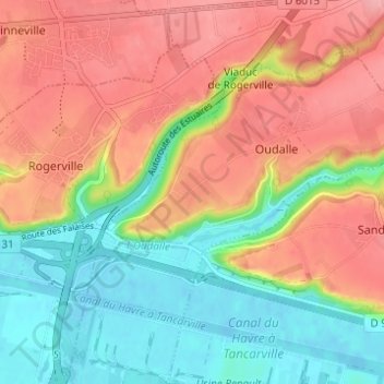 Videmare地形图、海拔、地势