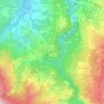 Musellaro地形图、海拔、地势
