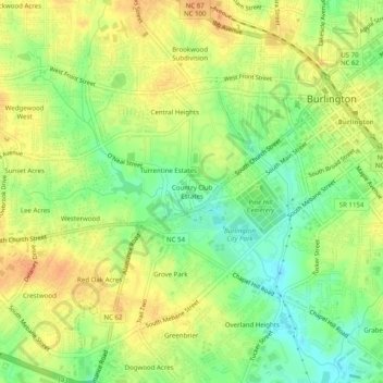 Country Club Estates地形图、海拔、地势