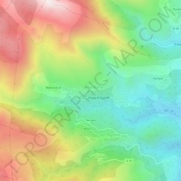 Figarella地形图、海拔、地势