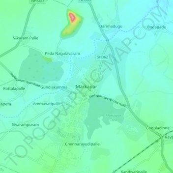 Markapur地形图、海拔、地势