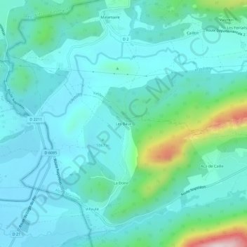 Les Baux地形图、海拔、地势