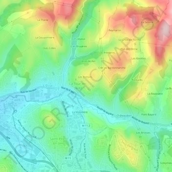Le Bourg地形图、海拔、地势