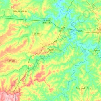 Tatuí地形图、海拔、地势