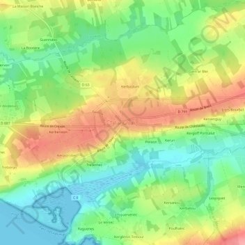 Tal ar Groas地形图、海拔、地势