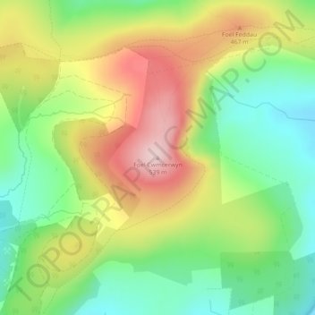 Foel Cwmcerwyn地形图、海拔、地势