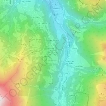 Saint-Nicolas-de-Véroce地形图、海拔、地势