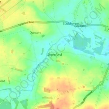 Shereford地形图、海拔、地势