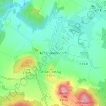 Großhennersdorf地形图、海拔、地势