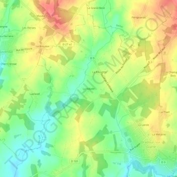 La Valade地形图、海拔、地势