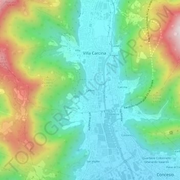 Cailina地形图、海拔、地势