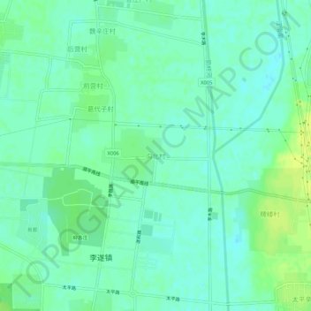 沟北村地形图、海拔、地势