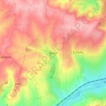 Belzy地形图、海拔、地势