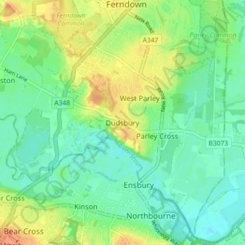 Dudsbury地形图、海拔、地势