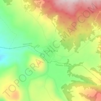 Santa Juana地形图、海拔、地势