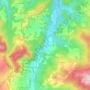 Bisano地形图、海拔、地势