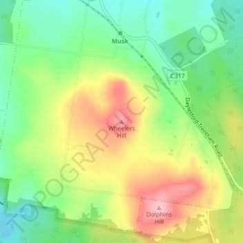 Wheelers Hill地形图、海拔、地势