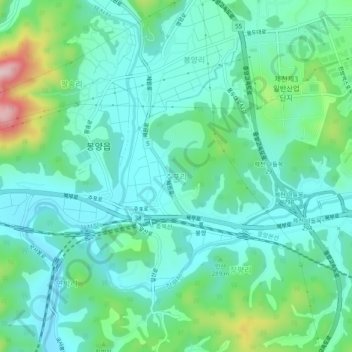 주포리地形图、海拔、地势