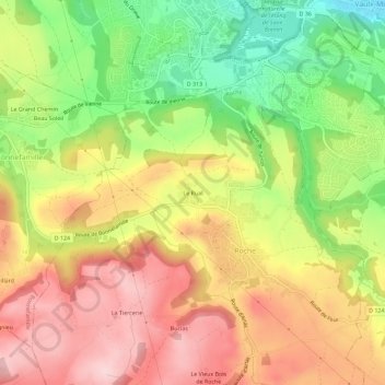 Le Rual地形图、海拔、地势