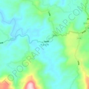 黄金湾村地形图、海拔、地势