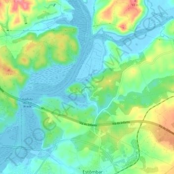 Fontes地形图、海拔、地势