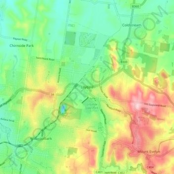 Lilydale地形图、海拔、地势