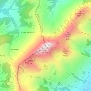 Dent de Lys地形图、海拔、地势