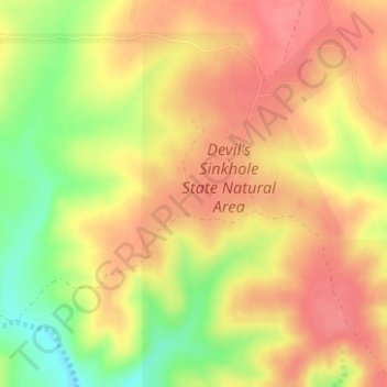 Devil’s Sinkhole地形图、海拔、地势