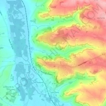 Les Ruisseaux地形图、海拔、地势